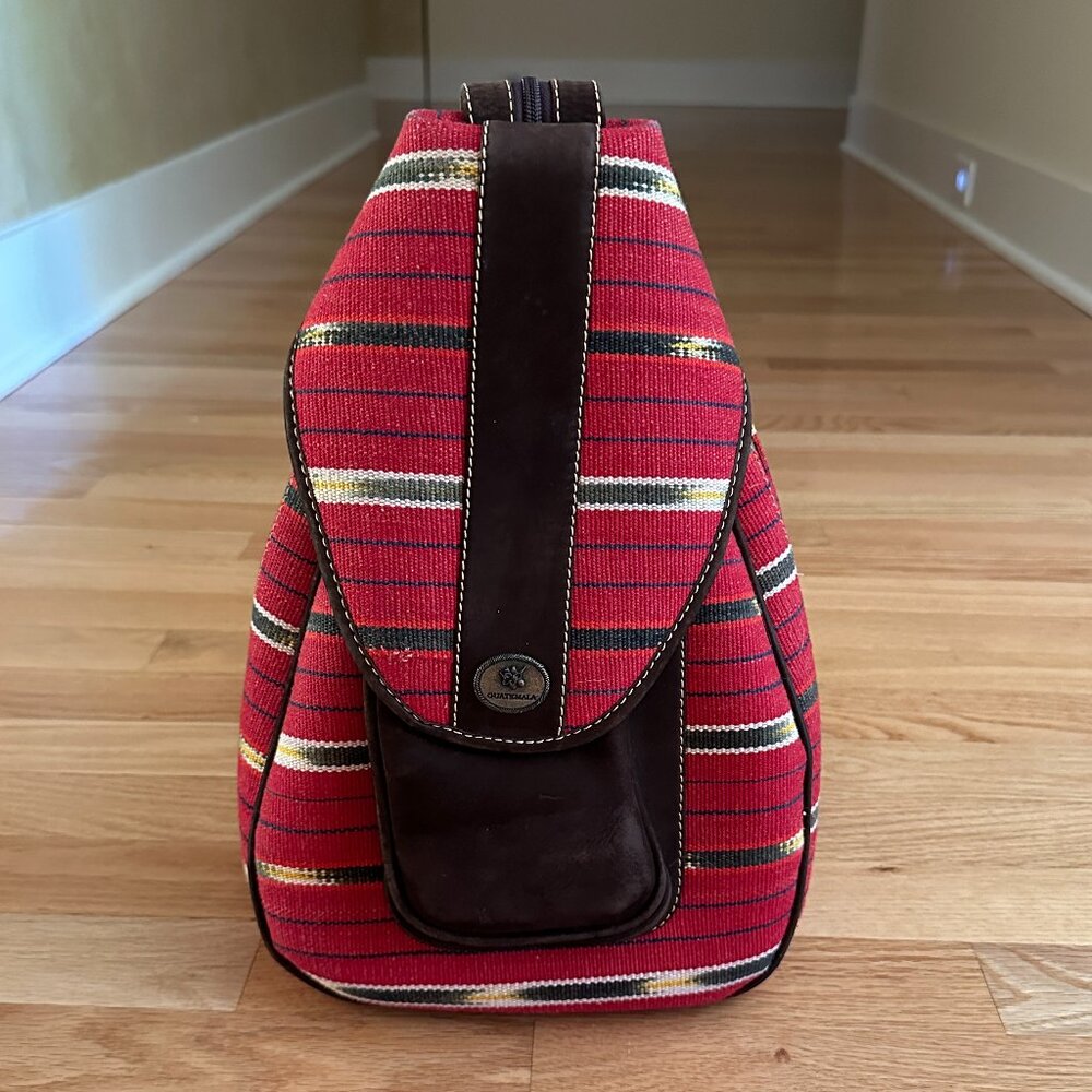 Guatemalan Woven Fabric and Leather Backpack